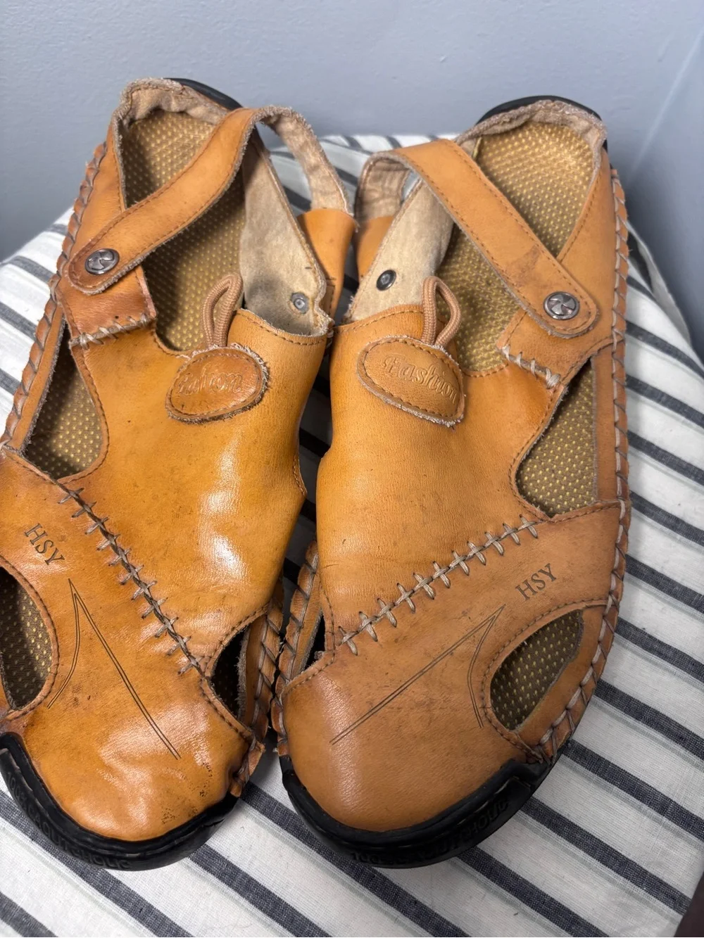 HSY Fashion closed-toe leather sandals men’s EU 43 US10